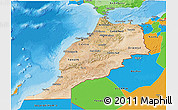 Satellite 3D Map of Morocco, political outside