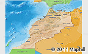 Satellite 3D Map of Morocco, political shades outside