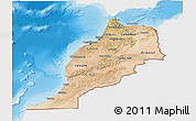 Satellite 3D Map of Morocco, single color outside, shaded relief sea