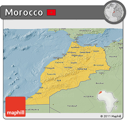 Savanna Style 3D Map of Morocco