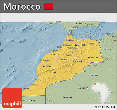 Savanna Style 3D Map of Morocco