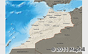 Shaded Relief 3D Map of Morocco, darken, land only