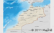 Shaded Relief 3D Map of Morocco, desaturated, land only