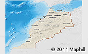 Shaded Relief 3D Map of Morocco, lighten, desaturated, land only