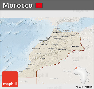 Shaded Relief 3D Map of Morocco, lighten
