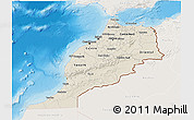 Shaded Relief 3D Map of Morocco, lighten, land only