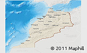 Shaded Relief 3D Map of Morocco, lighten, semi-desaturated, land only