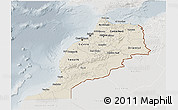 Shaded Relief 3D Map of Morocco, lighten, semi-desaturated