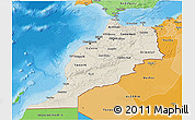 Shaded Relief 3D Map of Morocco, political shades outside