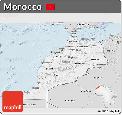 Silver Style 3D Map of Morocco