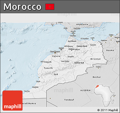 Silver Style 3D Map of Morocco