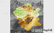 Physical 3D Map of Centre Nord, darken, desaturated