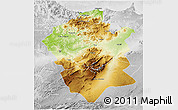 Physical 3D Map of Centre Nord, lighten, desaturated