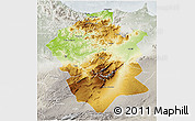 Physical 3D Map of Centre Nord, lighten, semi-desaturated
