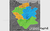 Political 3D Map of Centre Nord, darken, desaturated