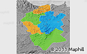 Political 3D Map of Centre Nord, desaturated