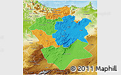 Political 3D Map of Centre Nord, physical outside