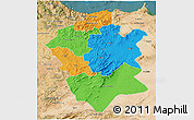 Political 3D Map of Centre Nord, satellite outside