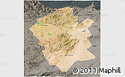 Satellite 3D Map of Centre Nord, darken, semi-desaturated