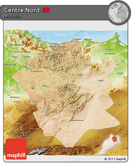 Satellite 3D Map of Centre Nord, physical outside