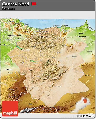 Satellite 3D Map of Centre Nord, physical outside