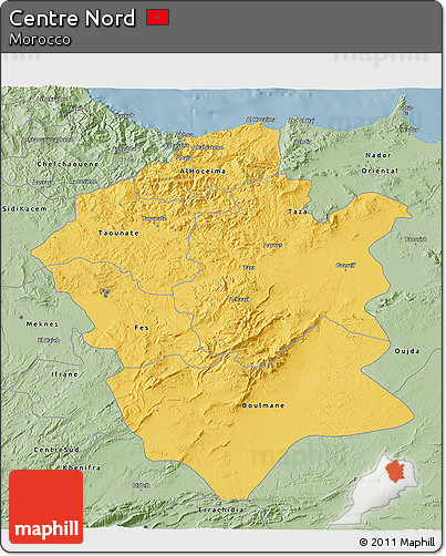Savanna Style 3D Map of Centre Nord