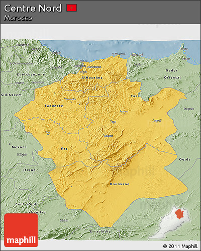 Savanna Style 3D Map of Centre Nord