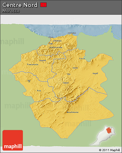 Savanna Style 3D Map of Centre Nord, single color outside
