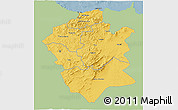 Savanna Style 3D Map of Centre Nord, single color outside