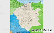 Shaded Relief 3D Map of Centre Nord, political shades outside