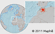 Gray Location Map of Centre Nord, within the entire country, hill shading