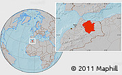 Gray Location Map of Centre Nord, hill shading
