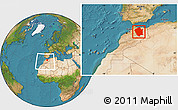 Satellite Location Map of Centre Nord, within the entire country