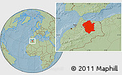 Savanna Style Location Map of Centre Nord, hill shading