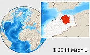 Shaded Relief Location Map of Centre Nord, highlighted country
