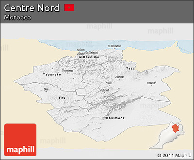 Classic Style Panoramic Map of Centre Nord, single color outside