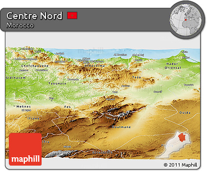 Physical Panoramic Map of Centre Nord