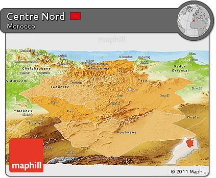 Political Shades Panoramic Map of Centre Nord, physical outside
