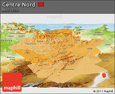 Political Shades Panoramic Map of Centre Nord, physical outside