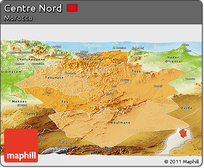 Political Shades Panoramic Map of Centre Nord, physical outside