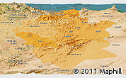 Political Shades Panoramic Map of Centre Nord, satellite outside