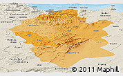 Political Shades Panoramic Map of Centre Nord, shaded relief outside