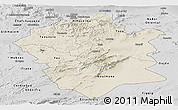 Shaded Relief Panoramic Map of Centre Nord, desaturated