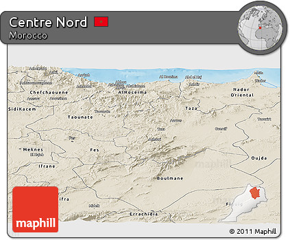 Shaded Relief Panoramic Map of Centre Nord