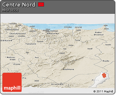 Shaded Relief Panoramic Map of Centre Nord