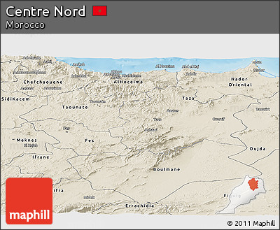 Shaded Relief Panoramic Map of Centre Nord