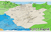 Shaded Relief Panoramic Map of Centre Nord, political shades outside