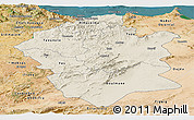 Shaded Relief Panoramic Map of Centre Nord, satellite outside