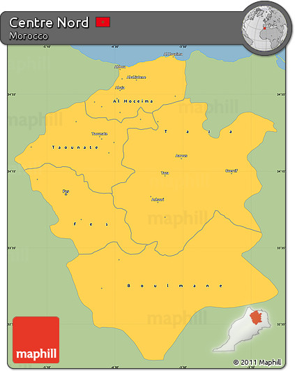 Savanna Style Simple Map of Centre Nord, single color outside