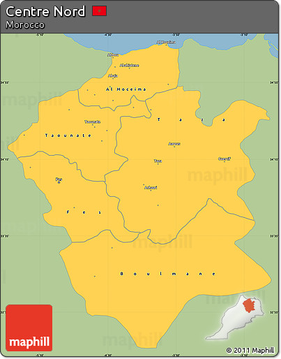 Savanna Style Simple Map of Centre Nord, single color outside
